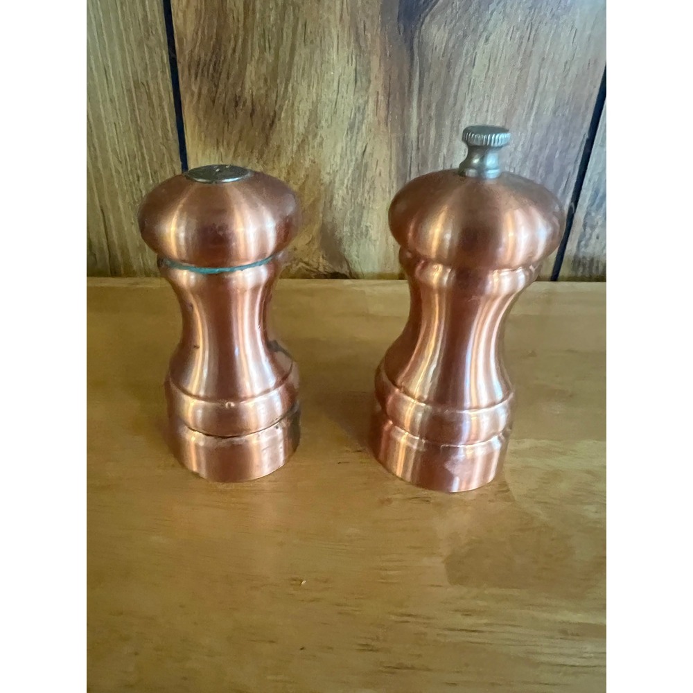 Vintage Copper Salt Shaker and Pepper‎ Mill Set Hourglass Kitchen Decor